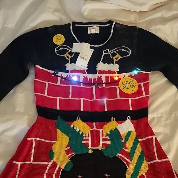 Born Famously Ugly Christmas LightUp Sweater Dress XS - Picture 3 of 9